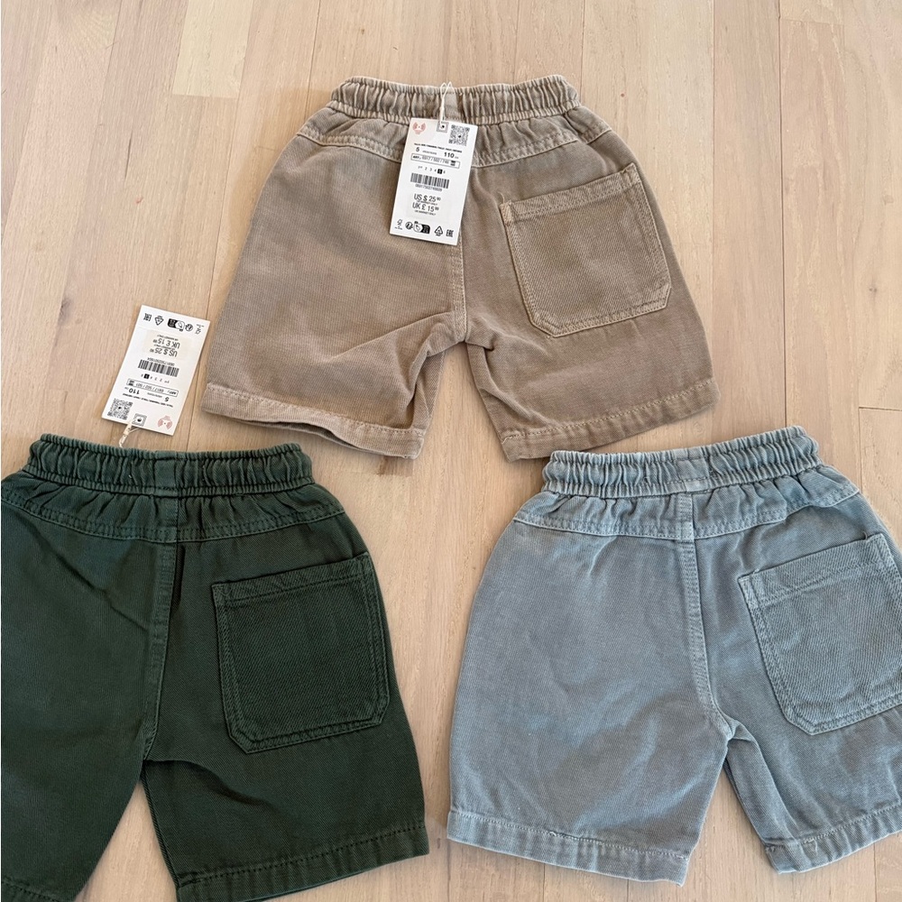 ZARA Stylish Kids Shorts Set - Green, Gray, and Brown - Picture 2 of 2